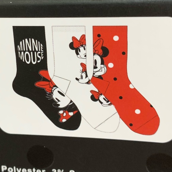 Disney Minnie Mouse Crew Socks Set of 3 - Picture 4 of 5